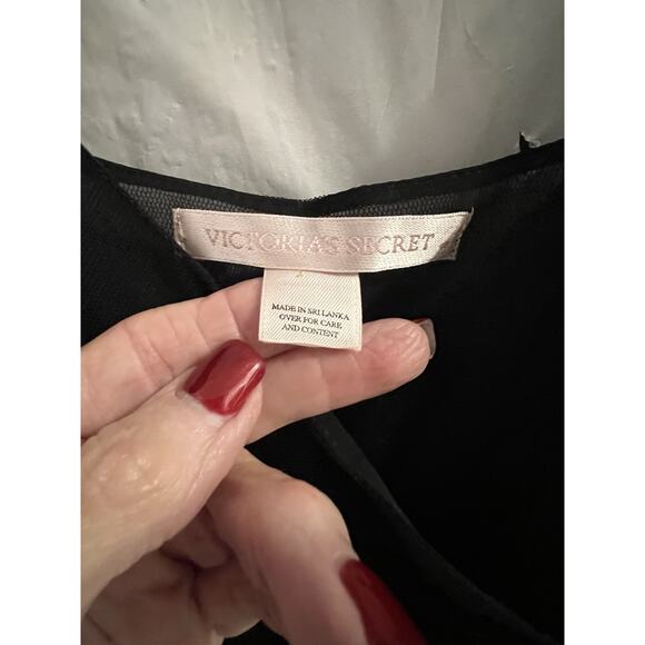 Victoria Secret Black Sheer Mesh Maxi Slip Dress/gown Sz M Sexy Y2K Honeymoon - Picture 4 of 9